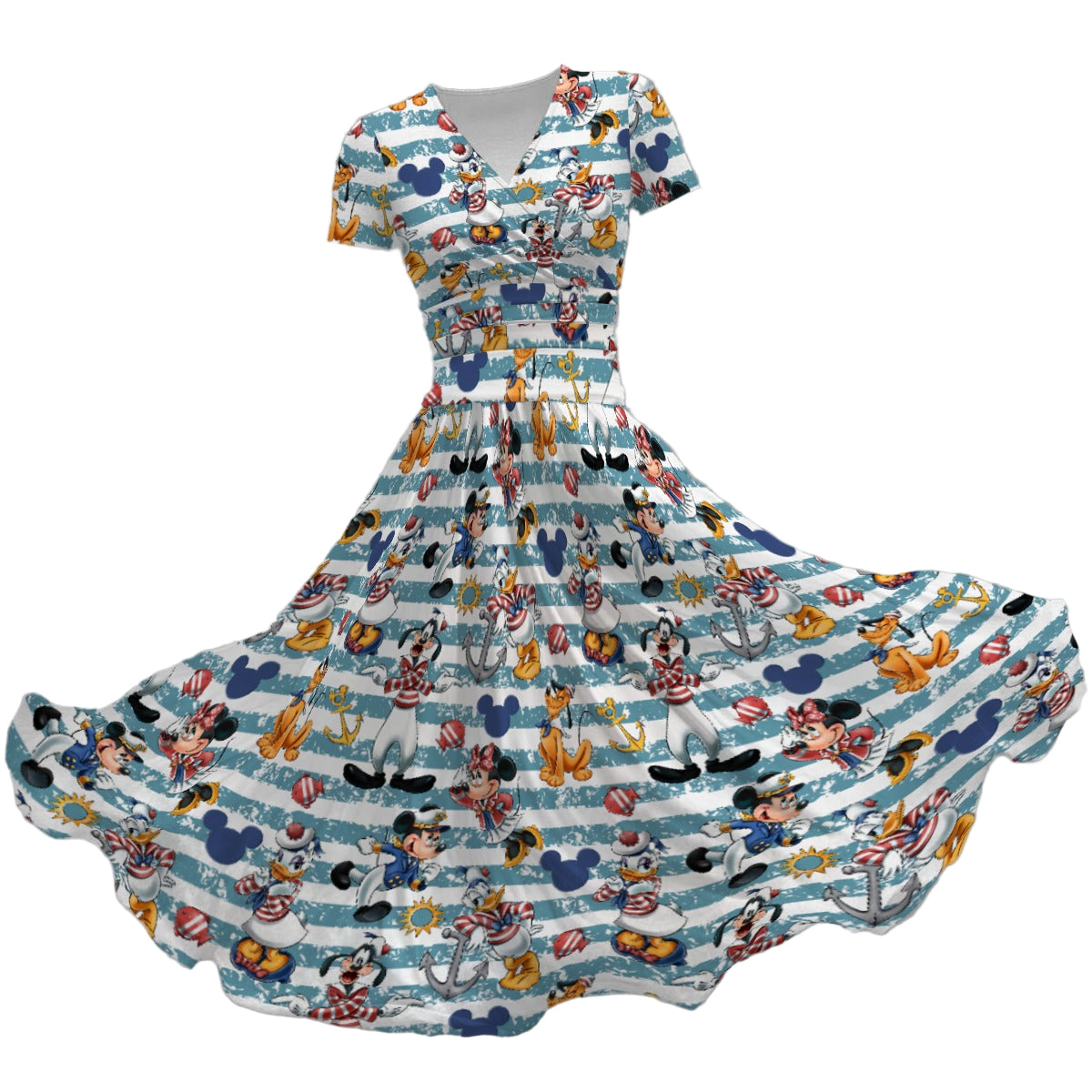 Cruise Crew on Deck - Women's V-Neck Ruched Midi Dress