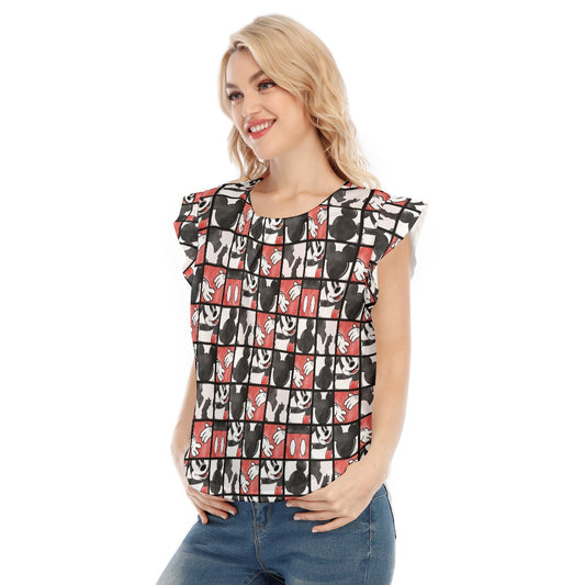 Mouse Block Party - Women’s Flutter Sleeve Top