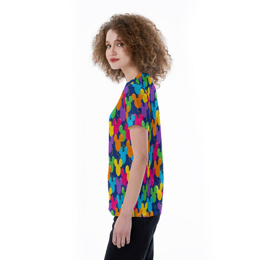 Bright Mouse Ear Balloons - Women's Short Sleeve V-Neck T-Shirt
