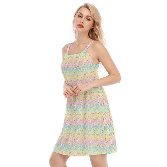 Gold Dot Rainbow Mouse Ears Castle - Women’s Adjustable Sundress