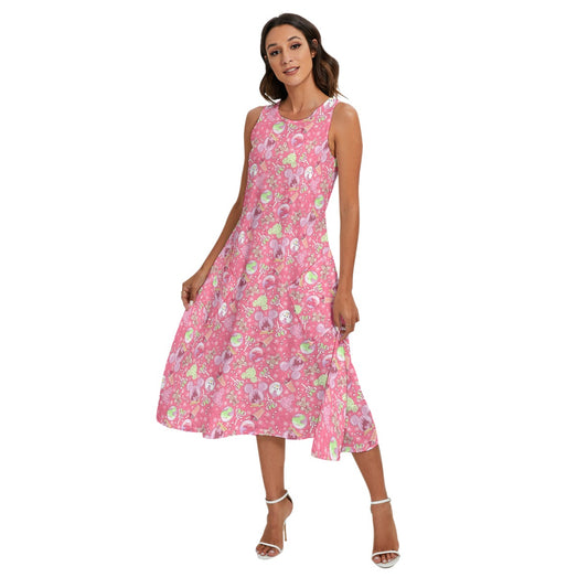 Winter Mouse Snacks & Balloons - Women’s Diagonal Pocket Midi Dress