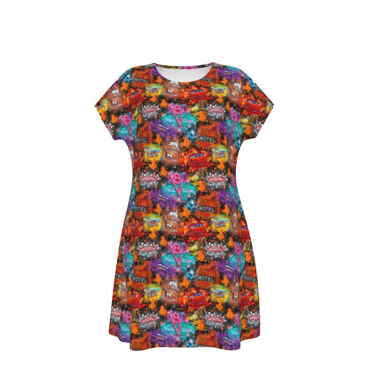 Watercolor Racing Adventure - Women's T-Shirt Dress