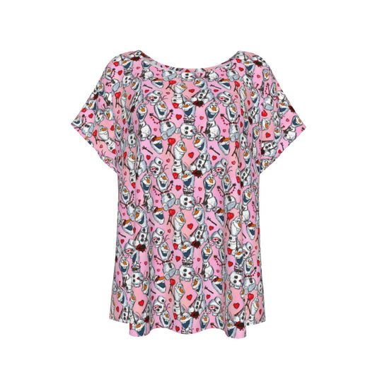 Sketched Snowman Valentine’s Day - Women’s Relaxed Fit Scoop Tee