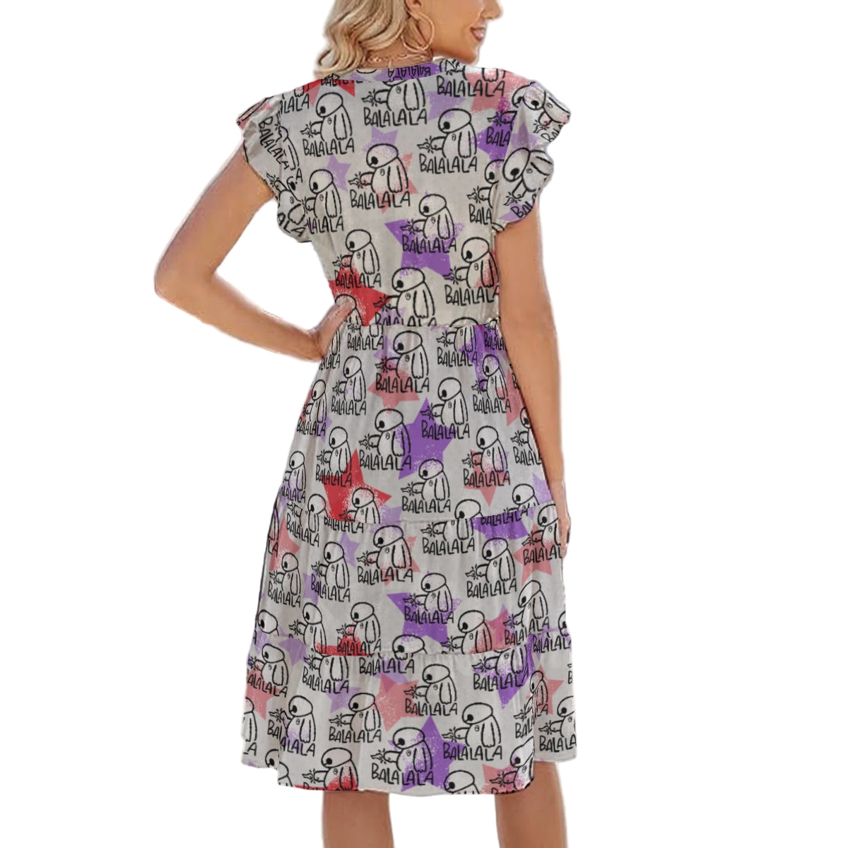 White Robot Balala - Women's Tiered Pocket Midi Dress