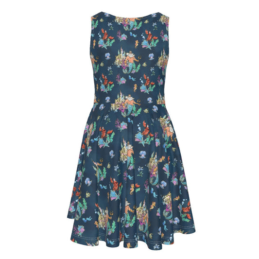 Whimsical Sea King and Crab - Kid's Sleeveless Skater Dress