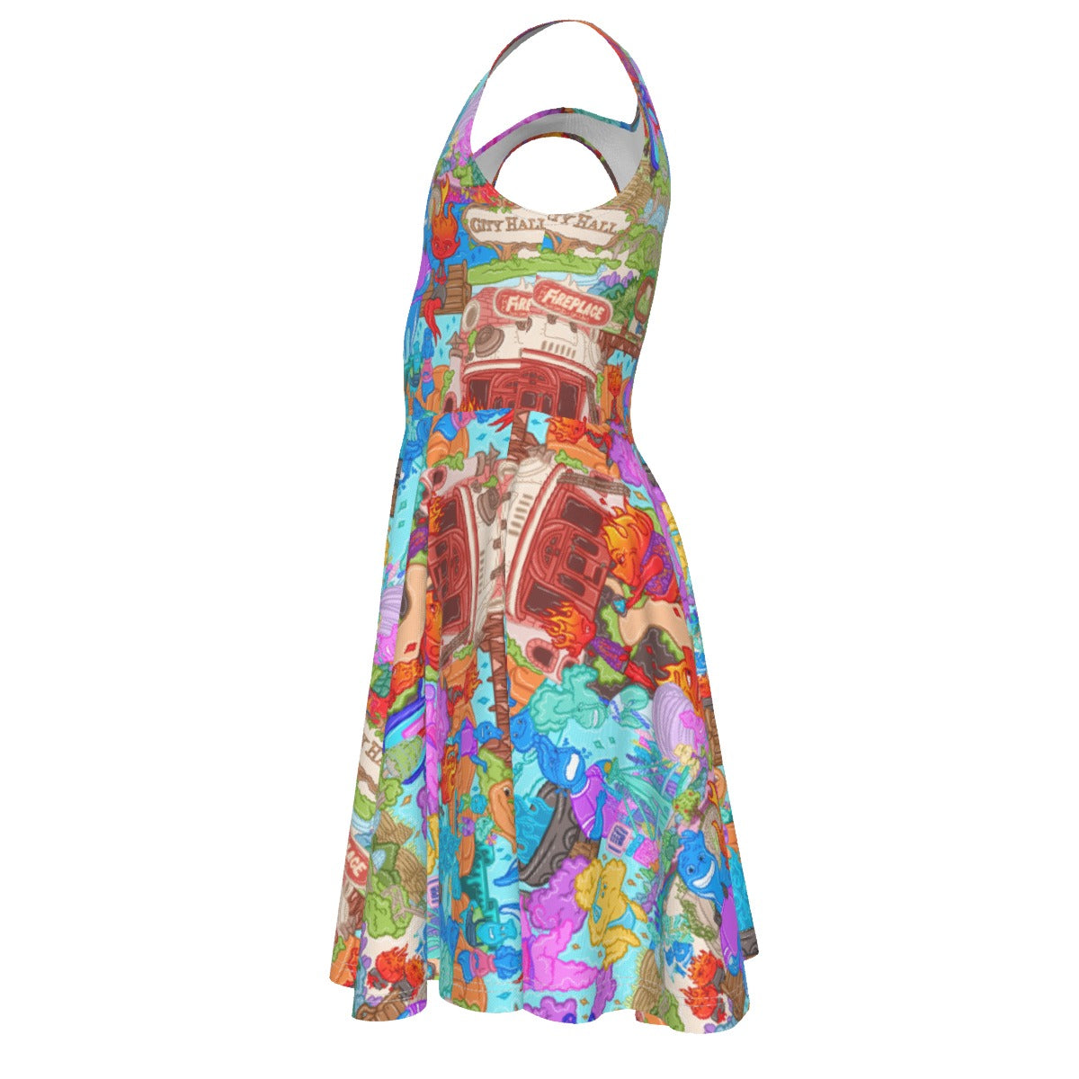 Element City Scene Collage - Kid's Sleeveless Skater Dress