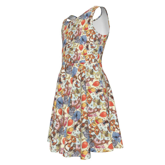 Woodland Friends Sketchched - Kid's Sleeveless Skater Dress