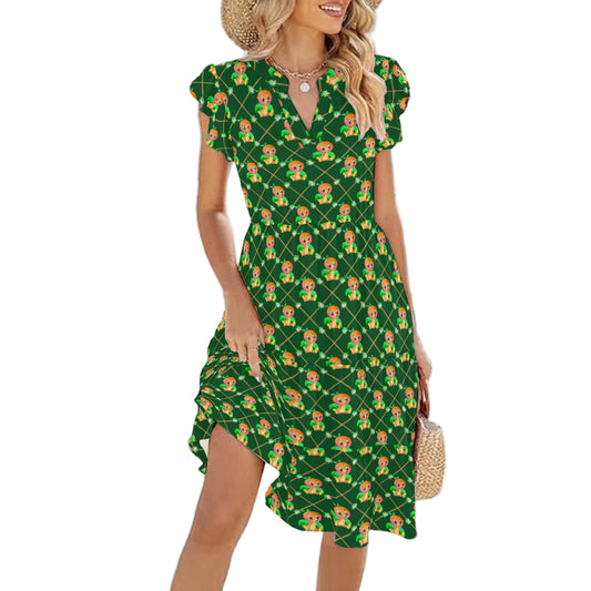 Geometric Citrus Delight - Women's Tiered Pocket Midi Dress