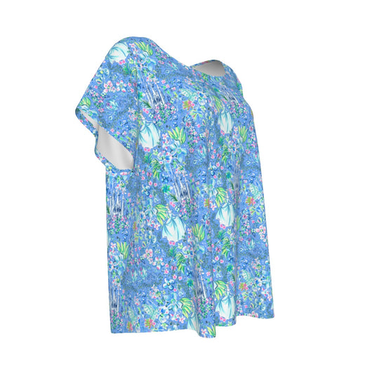 Bright Tropical Princess - Royal Beach Day - Women’s Relaxed Fit Scoop Tee