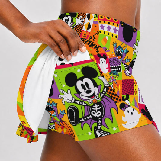 Spooky Patchwork Treats - Women’s Athletic Skater Skort with Pockets