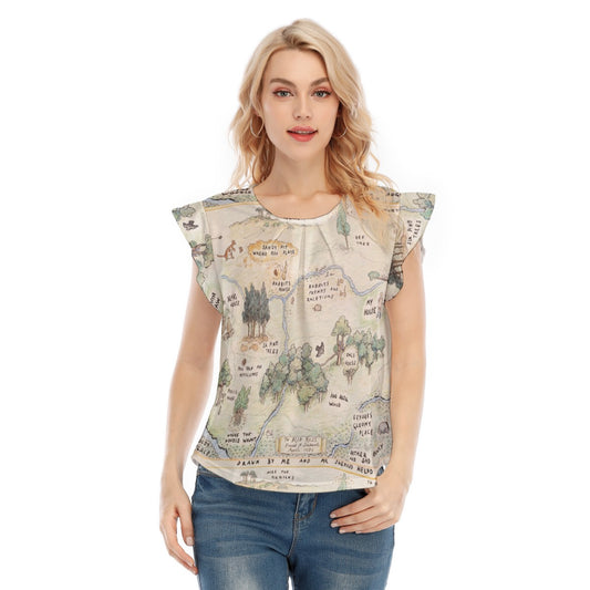Hundred Acre Map - Women’s Flutter Sleeve Top