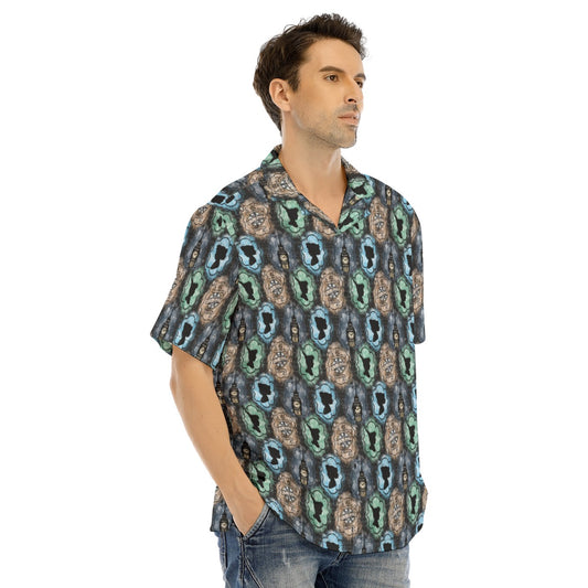 Starry Flight Silhouettesttes - Men's Hawaiian Button Up Shirt