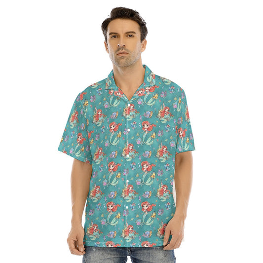 Whimsical Ocean Princess - Men's Hawaiian Button Up Shirt