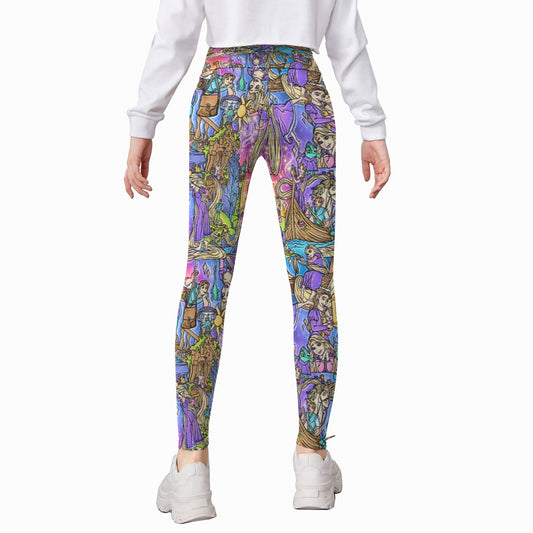 Golden Hair Storybook Scenes - Kid's Leggings