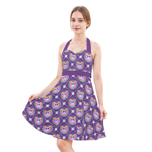 Geometric Figment - Women's Halter Vintage Pocket Dress