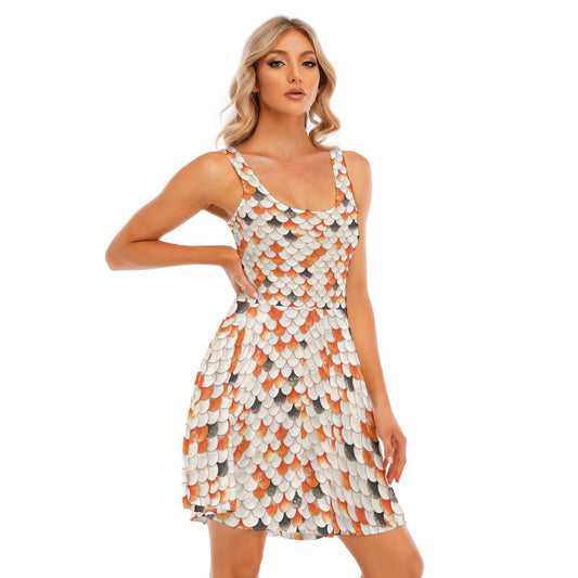 Animal Print - Koi Fish - Women's Sleeveless Pocket Skater Dress