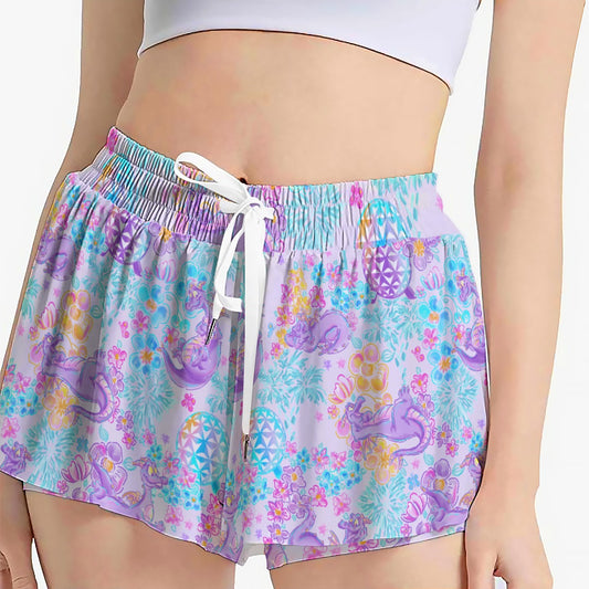 Purple Dragon Flower Power - Women's Flowy Pocket Shorts