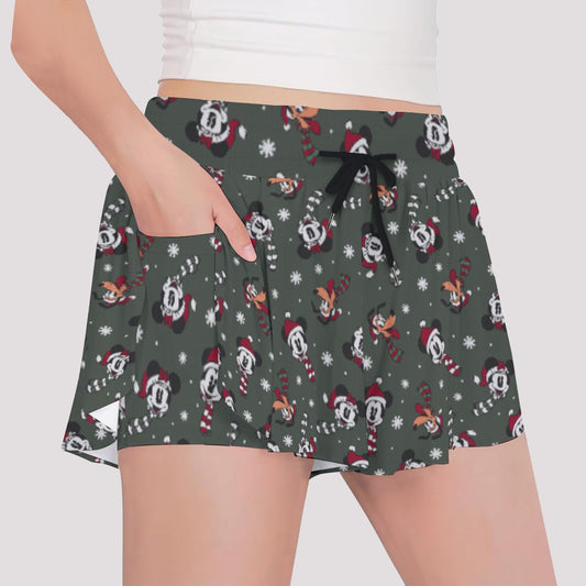 Vintage Holiday Friends - Girls’ Flowy Pocket Shorts