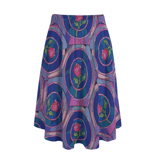 Enchanted Rose Stained Glass - Women’s Pocket Midi Skirt