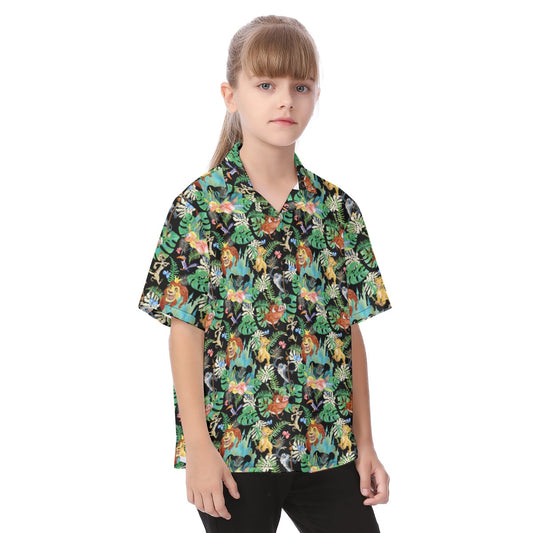 Watercolor Jungle Pride - Kid's Hawaiian Button Up Shirt