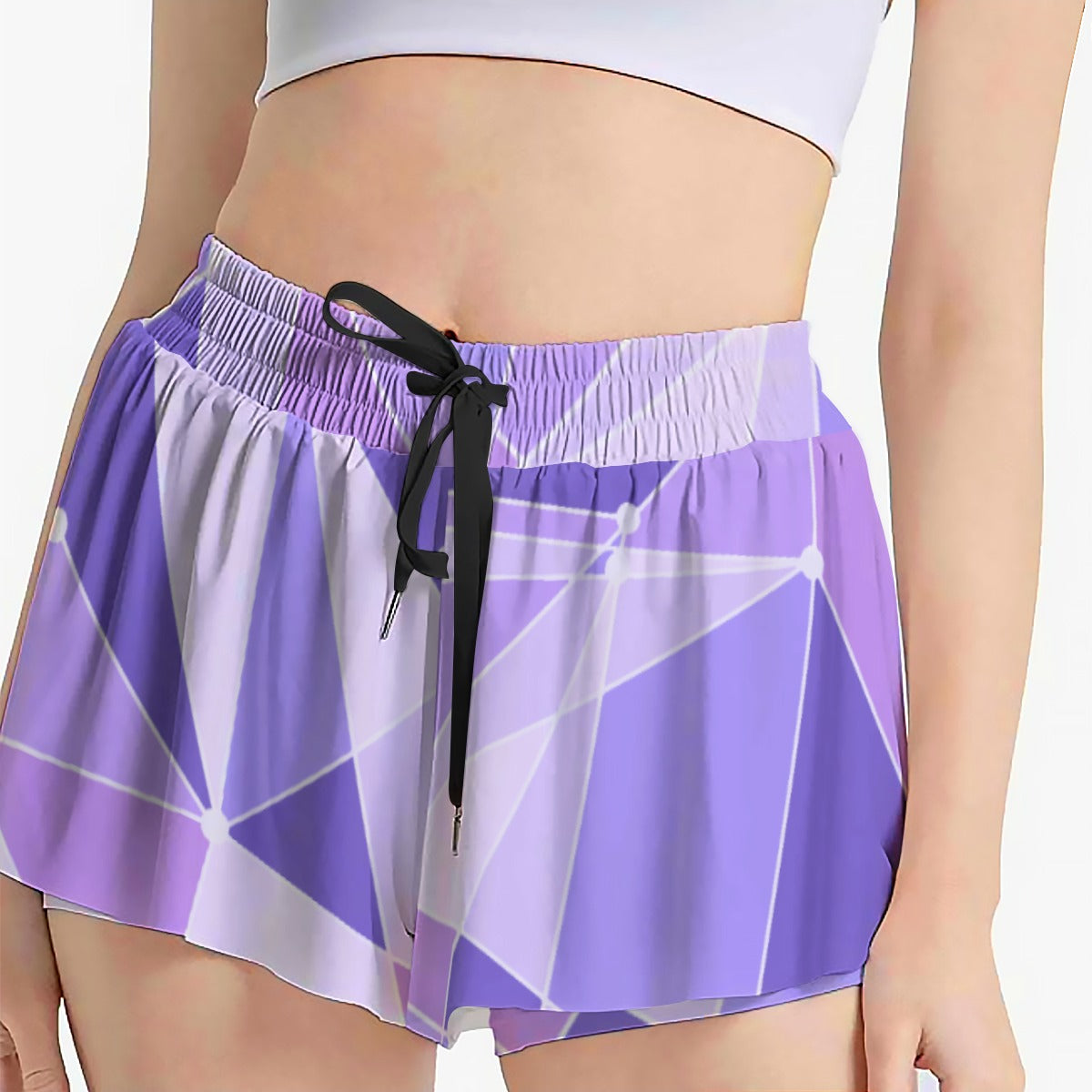 Geometric Purple Wall - Women's Flowy Pocket Shorts