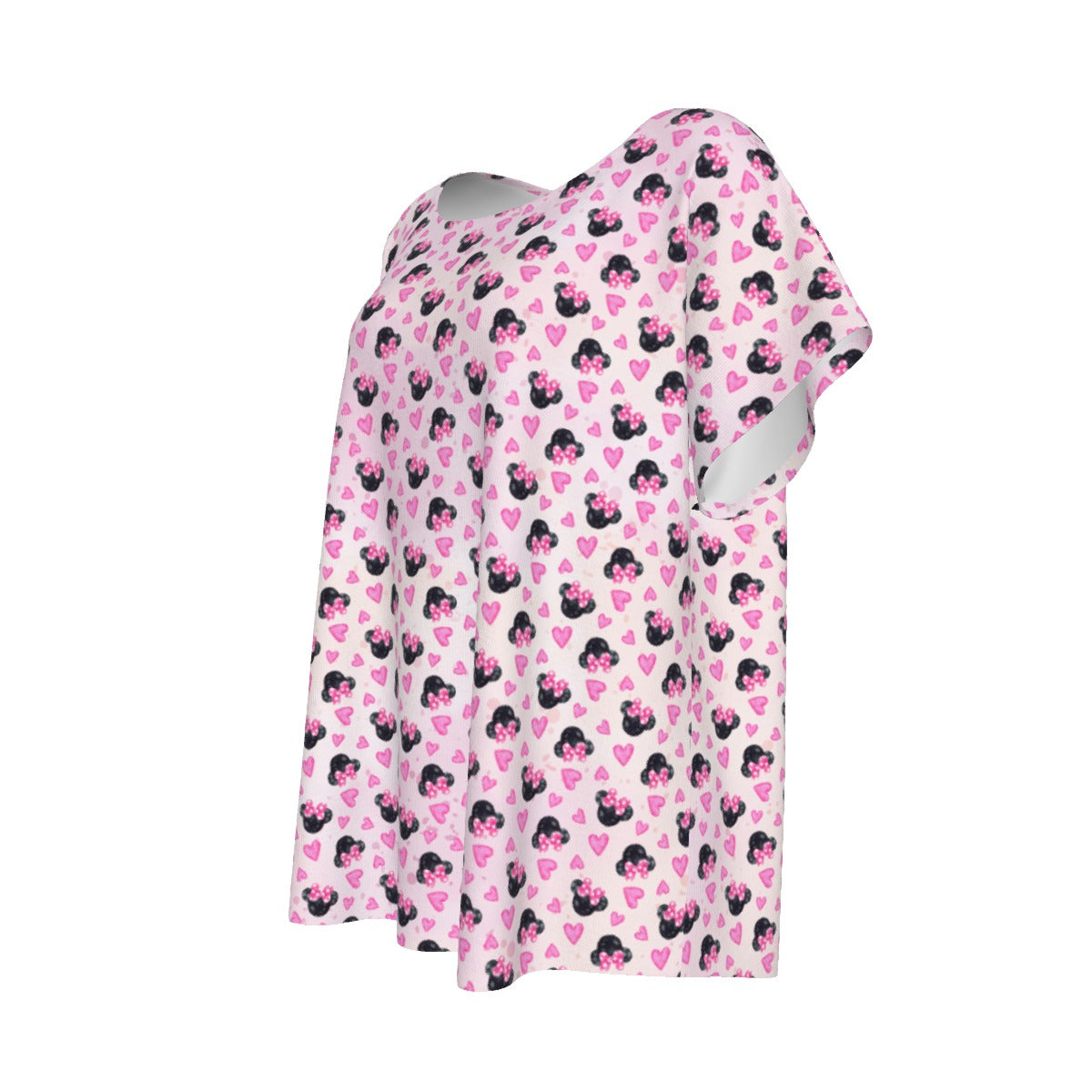 Watercolor Pink Bow Mouse Ears - Women’s Relaxed Fit Scoop Tee