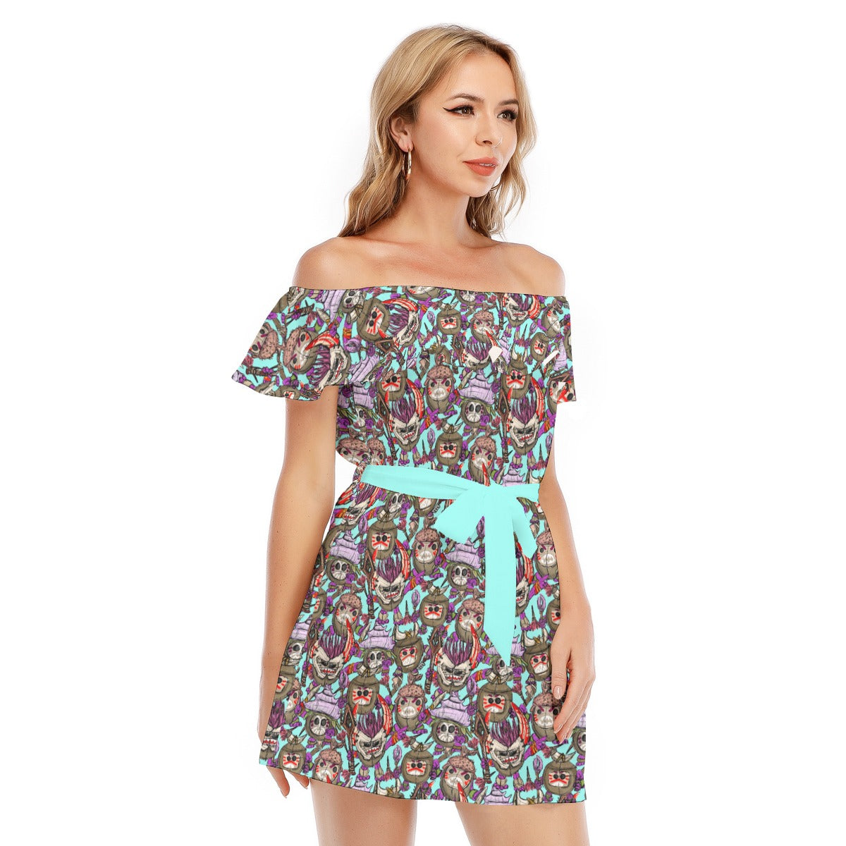 Island Coconut Pirates - Women's Off-shoulder Ruffle Dress
