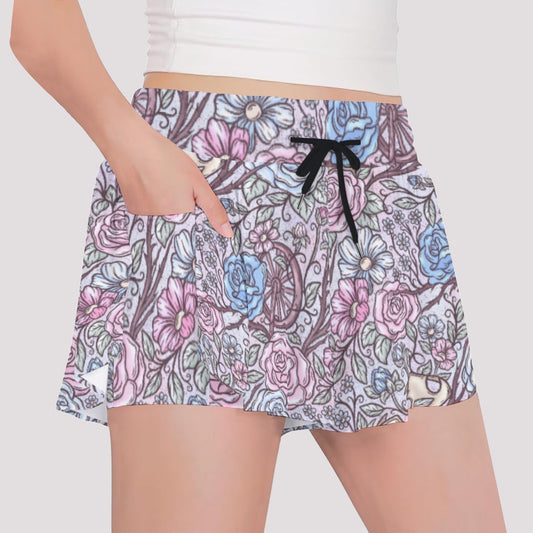 Fairytale Florals – Sleeping Enchantment - Girls’ Flowy Pocket Shorts