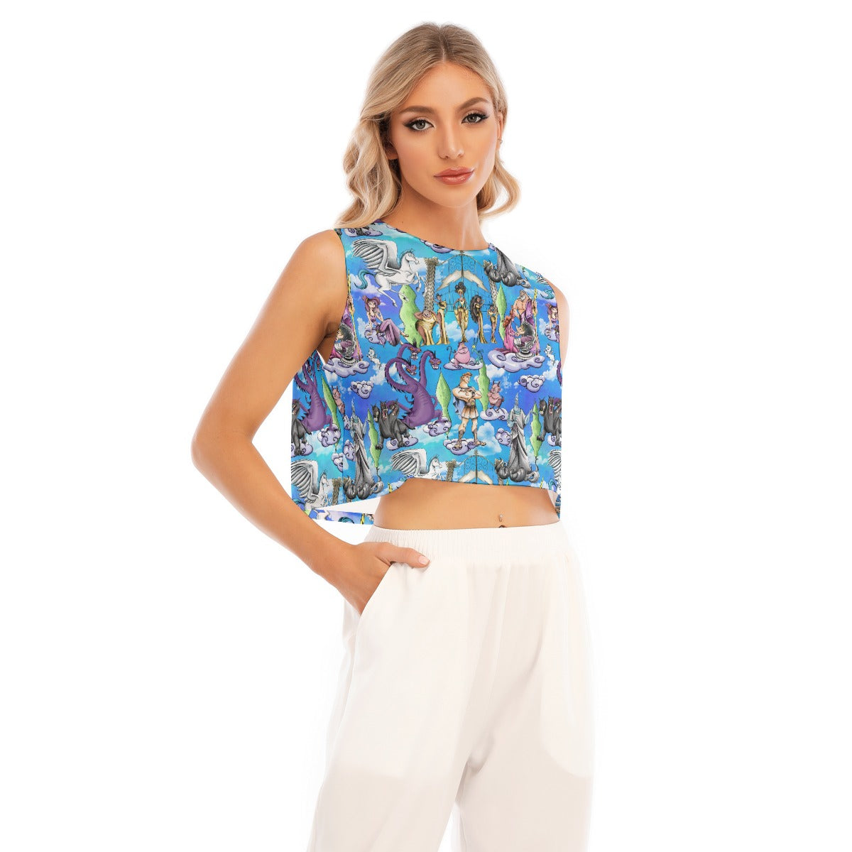 Mythic Hero Chaos Clouds - Women’s Sleeveless Cropped Tee