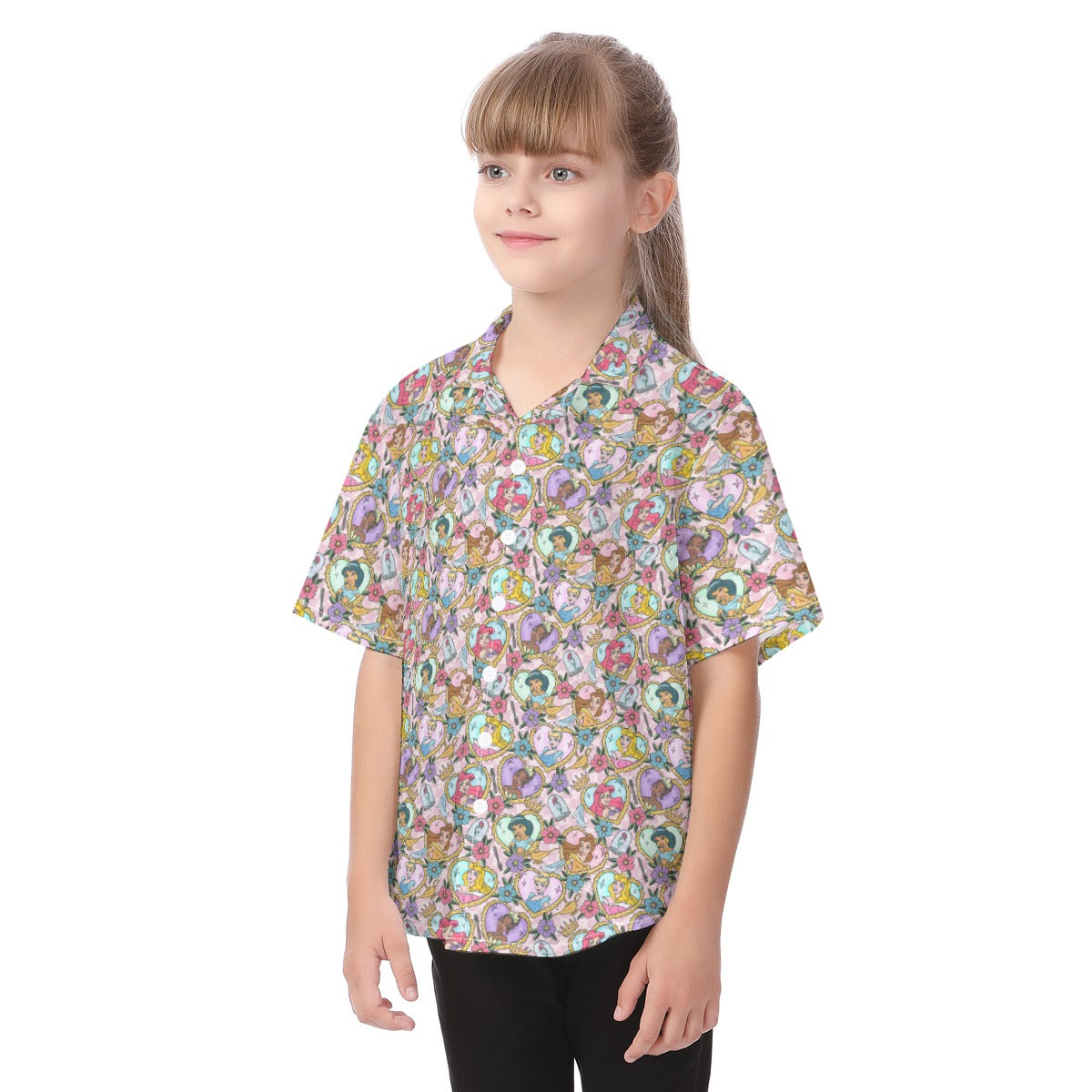 Tattoo Hearts Royal Icons - Kid's Hawaiian Button Up Shirt