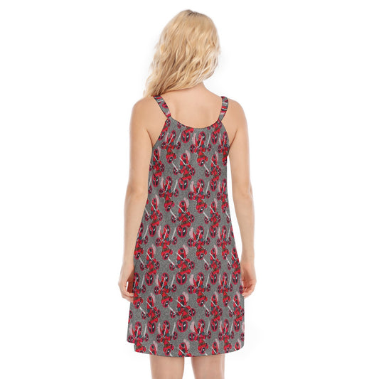 Superhero Stitch - Red Masked Hero - Women’s Adjustable Sundress