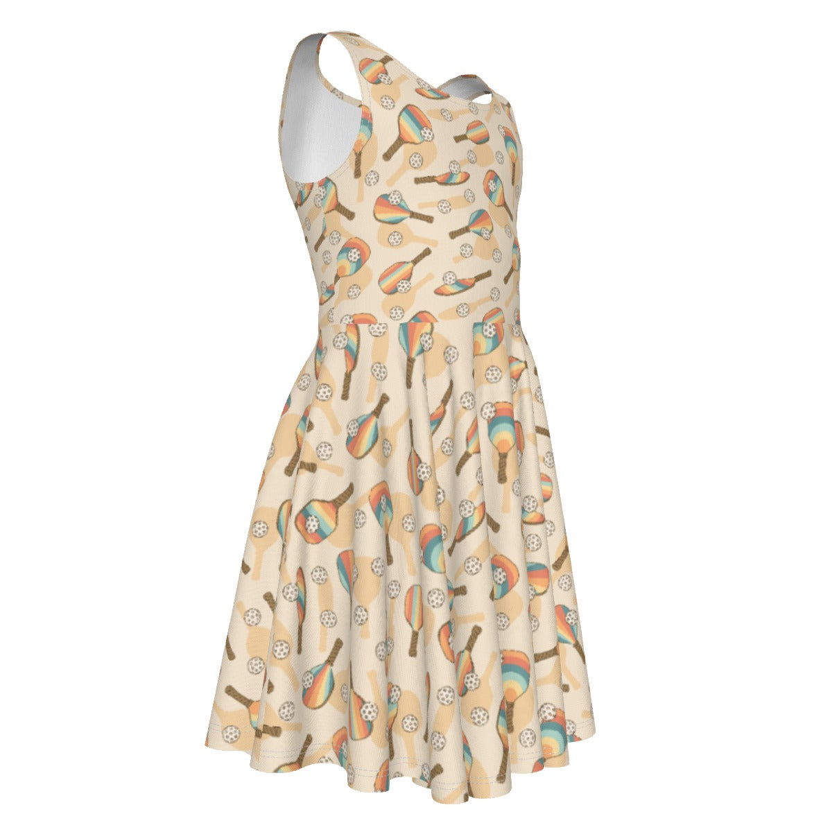 Retro Pickleball Volley - Kid's Sleeveless Skater Dress