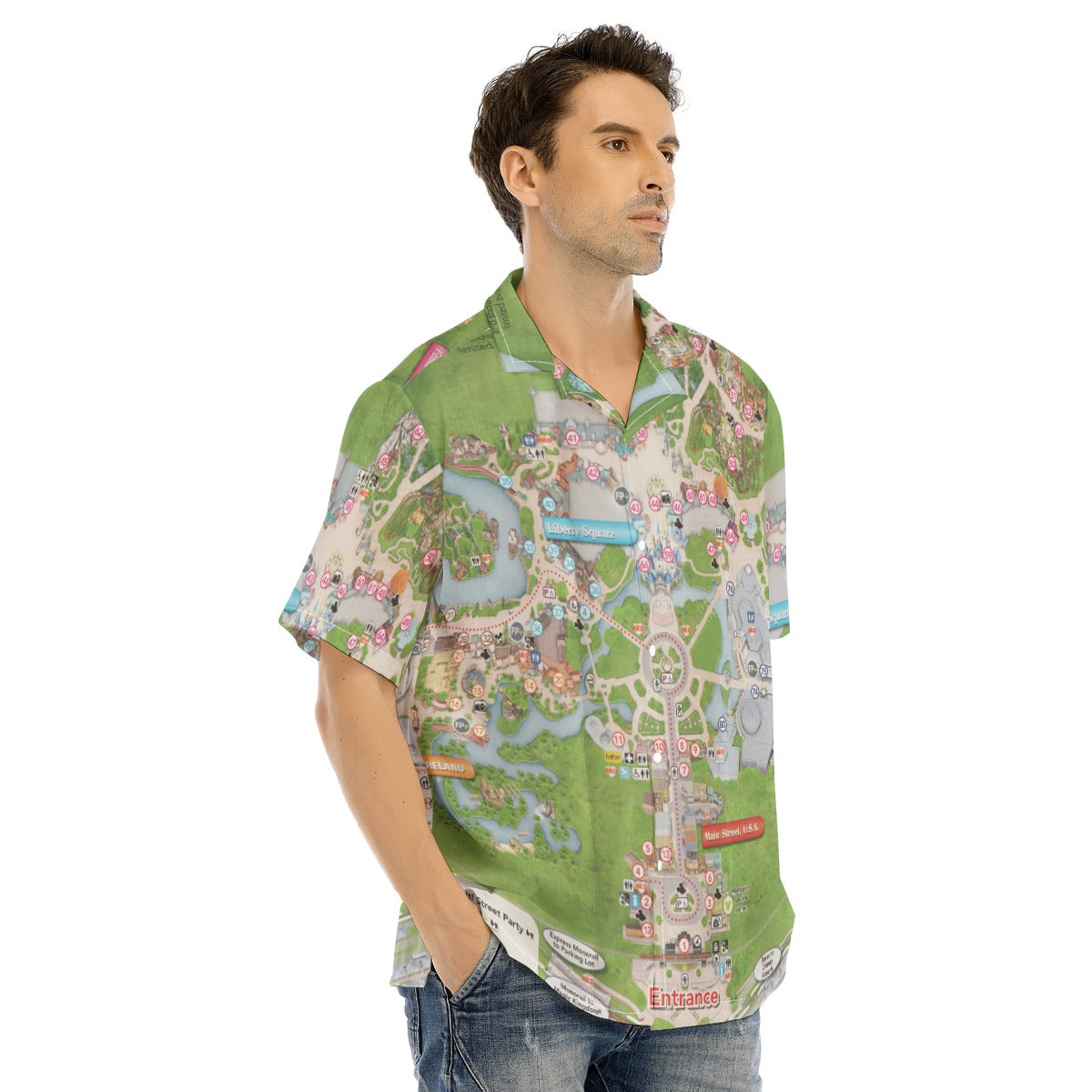 Magic Kingdom Map - Men's Hawaiian Button Up Shirt