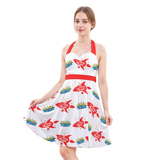 Galactic Rocket Party - Women's Halter Vintage Pocket Dress