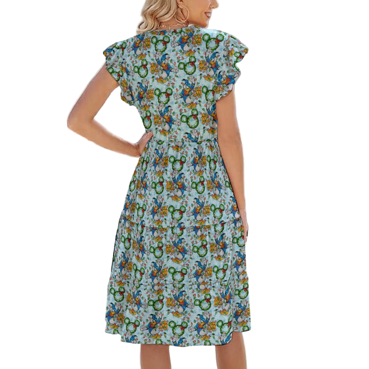 Duck’s Holiday Lights Tangle - Women's Tiered Pocket Midi Dress