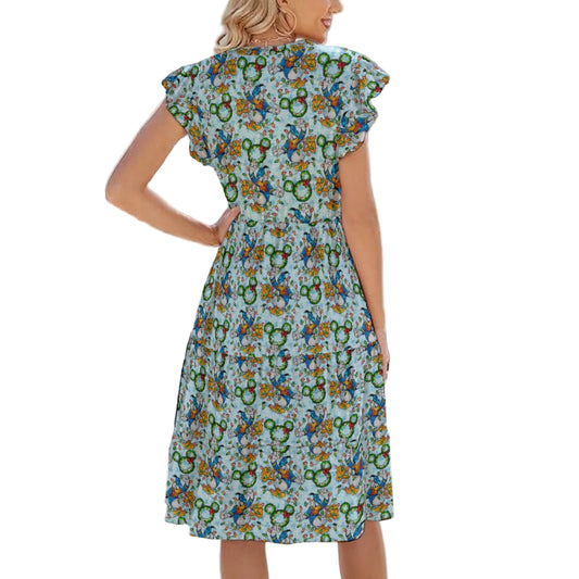 Duck’s Holiday Lights Tangle - Women's Tiered Pocket Midi Dress