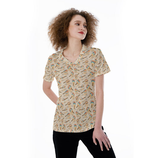 Retro Pickleball Volley - Women's Short Sleeve V-Neck T-Shirt