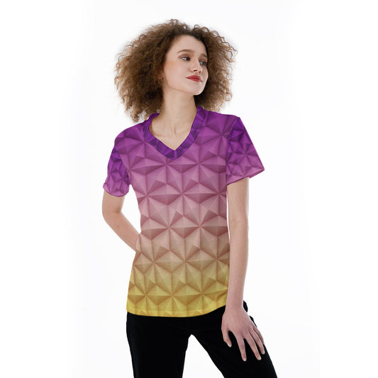 Geometric Spaceship Sphere - Women's Short Sleeve V-Neck T-Shirt