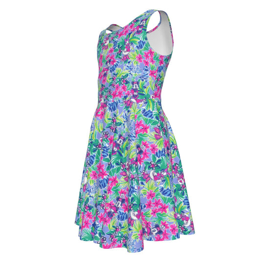 Bright Tropical Bliss - Island Mouse Duo - Kid's Sleeveless Skater Dress