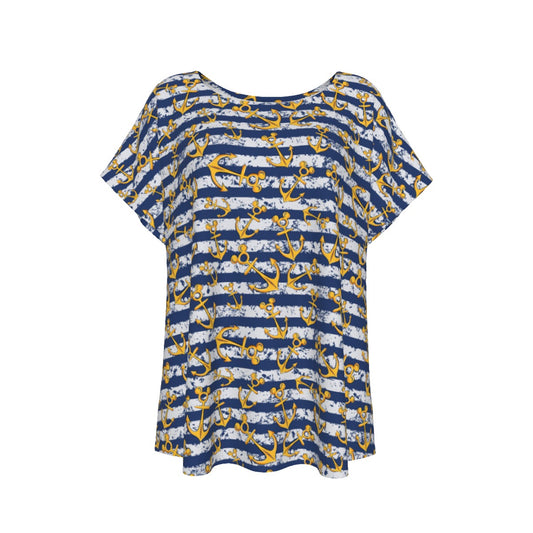 Nautical Mouse Ear Anchors - Women’s Relaxed Fit Scoop Tee