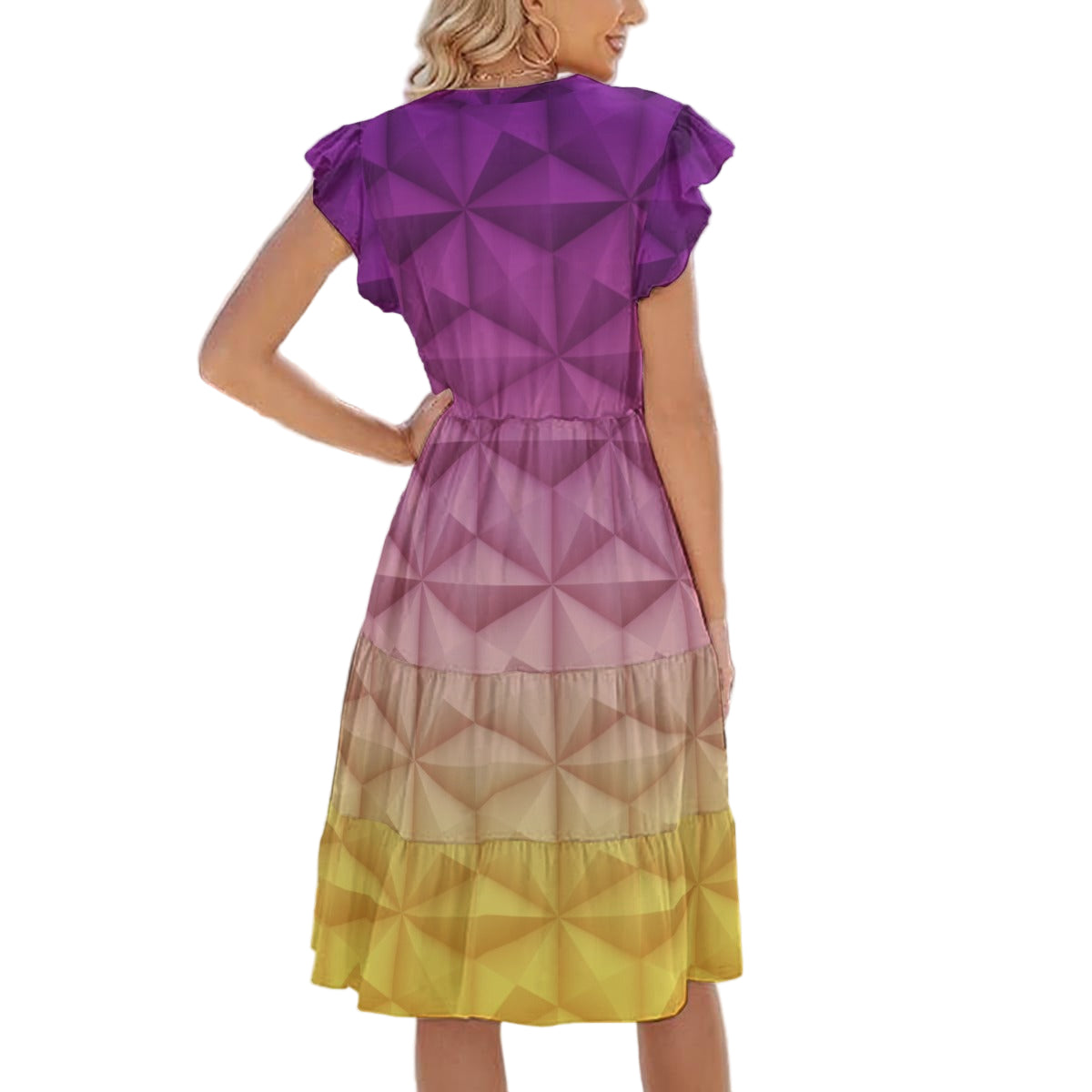 Geometric Spaceship Sphere - Women's Tiered Pocket Midi Dress