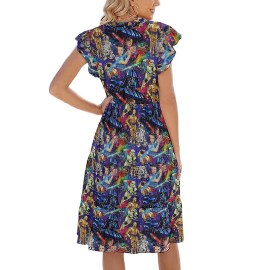 Galaxy Saga - Women's Tiered Pocket Midi Dress