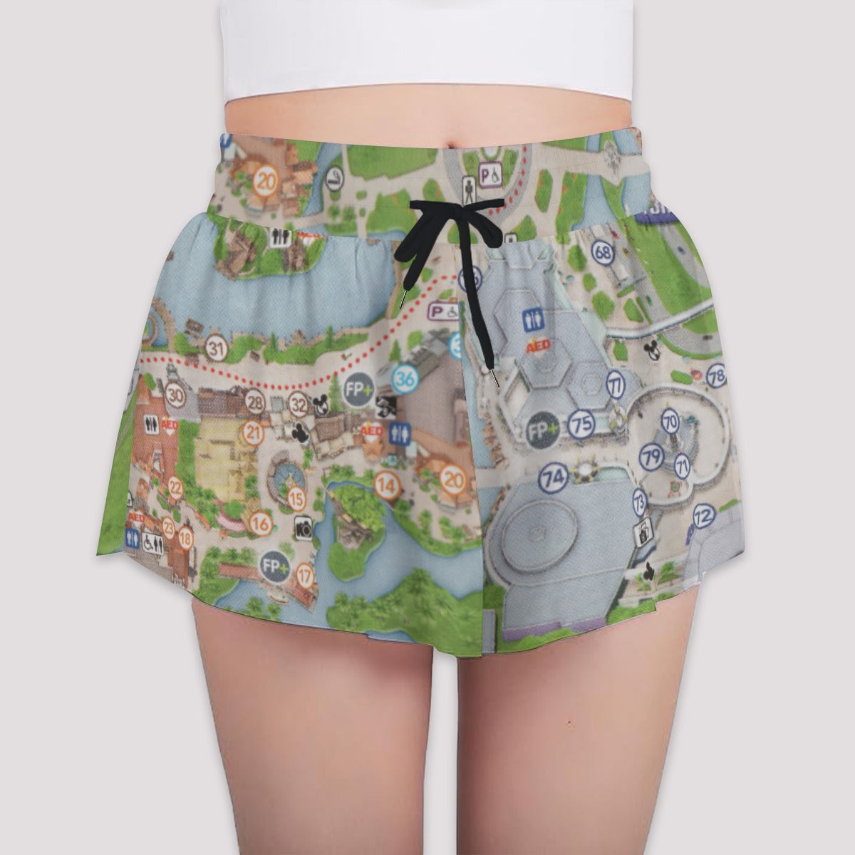 Vibrant Fantasy Park Map - Girls’ Flowy Pocket Shorts