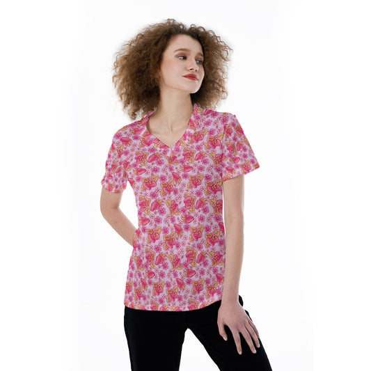 Summer Fruits - Strawberry - Women's Short Sleeve V-Neck T-Shirt