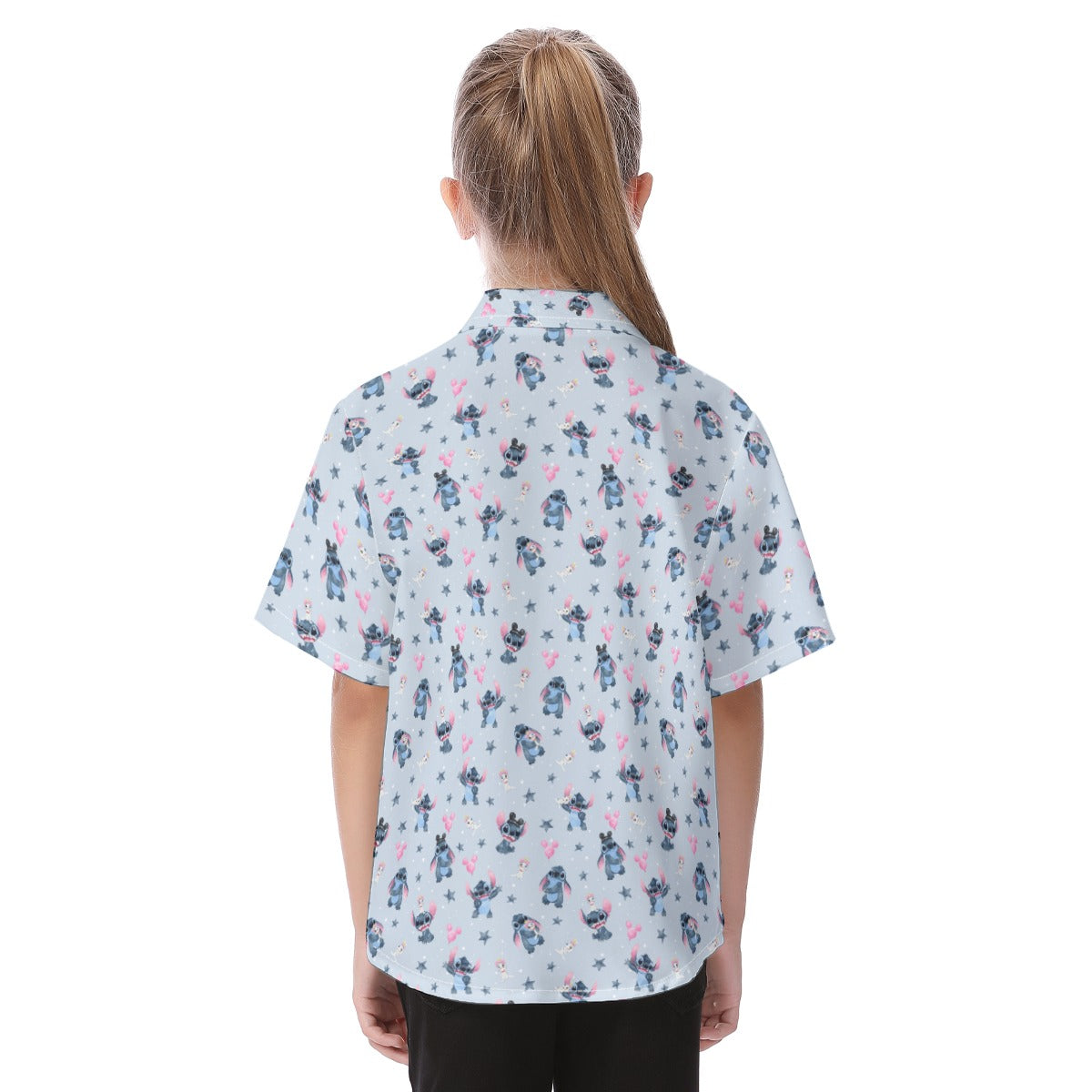 Happy Blue Alien - Kid's Hawaiian Button Up Shirt