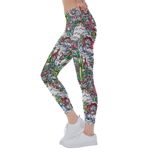 Whimsical Village Winter Wonderland - Women's Yoga Leggings