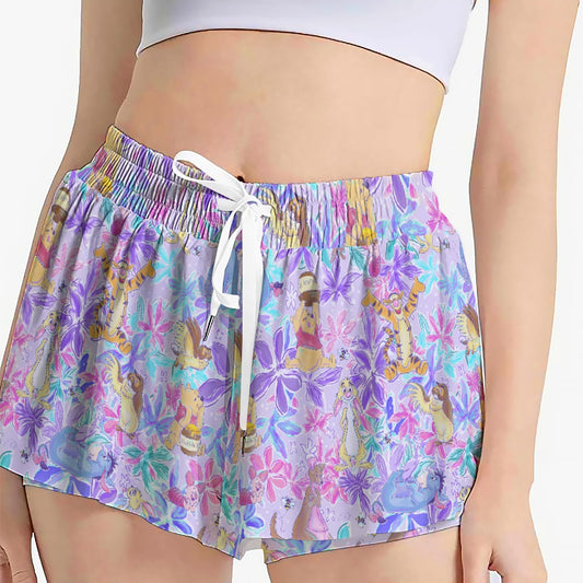 Storybook Friends in Bloom - Women's Flowy Pocket Shorts