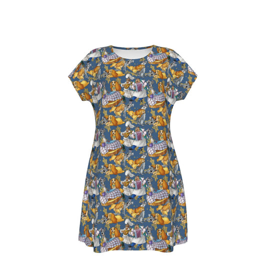 Puppy Love Sketch - Women's T-Shirt Dress