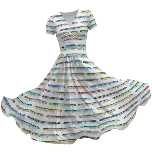 Monorail Rainbow Express - Women's V-Neck Ruched Midi Dress