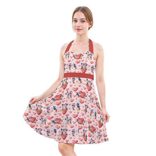 Valentine Mouse Couplennie - Women's Halter Vintage Pocket Dress
